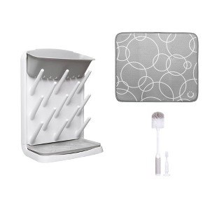 Ubbi Vertical Bottle Drying Rack, Bottle Brush & Microfiber Drying Mat Bundle - 3ok - Gray/White - 1 of 4