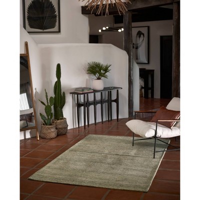 Sage Green Hand-Tufted Wool Rectangular Rug 2' x 3'