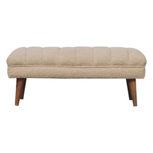 TiramisuBest Contemporary Bench in Silver Metal and Camel Faux Leather, 18.0"L Entryway Bench - 1 of 4