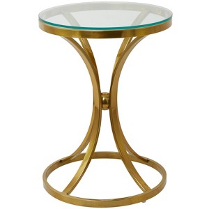 Contemporary Stainless Steel Accent Table with Round Base - Olivia & May - 1 of 4