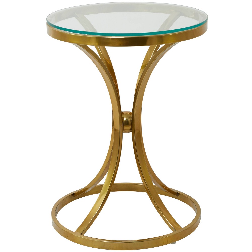 Photos - Dining Table Contemporary Stainless Steel Accent Table with Round Base Gold - Olivia &