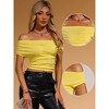 INSPIRE CHIC Women's Off Shoulder Short Sleeve Elastic Crop Shirts - 2 of 4