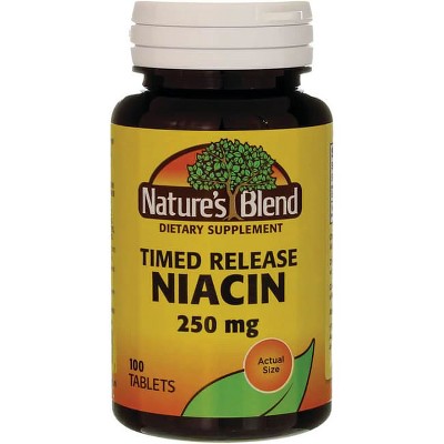 Nature's Blend Timed Release Niacin 250 mg 100 Tablets.