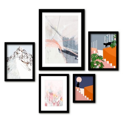 Americanflat 5 Piece White Framed Gallery Wall Art Set Abstract Modern ...
