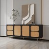 NicBex Rattan Door Sideboard Cabinet Modern Kitchen Storage Cabinet with Adjustable Shelves,Black - 4 of 4