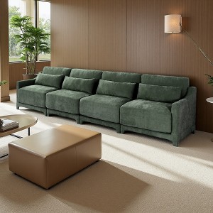 141.7" Chenille Ergonomic Sectional Sofa with Lumbar Pillows - 1 of 4