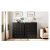 Zstar Black wood five-drawer dresser with deep drawers and metal knobs - 3 of 4