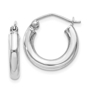 Black Bow Jewelry 3mm, Sterling Silver, Classic Round Hoop Earrings - 16mm (5/8 Inch) - 1 of 4