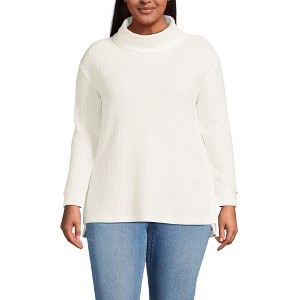 Lands' End Women's Long Sleeve Waffle Cowl Neck Tunic - 1 of 3