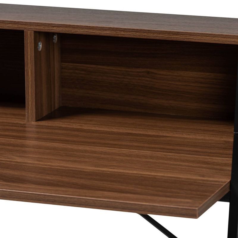 Palmira Wood and Metal Desk with Shelves Walnut Brown/Black - Baxton Studio, 5 of 10