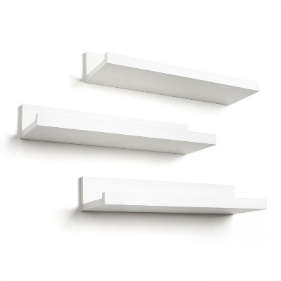 Americanflat 14 Inch Floating Shelves for Wall - Composite Wood Shelves for Bedroom, Living Room, Bathroom & Kitchen - Wall Mounted - Set of 3