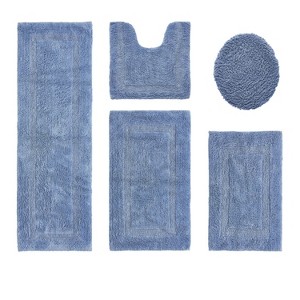 Lux Premium 100% Cotton Tufted Solid Reversible 5 PC Bath Rug Set – Ultra-Soft, Water-Absorbent, Durable, Machine Washable Bathroom Rug - 1 of 4