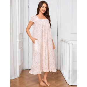Clearlove Long Nightgowns for Women Soft Ladies Sleepwear Gowns Short  Sleeve Nightdress Button House Dress with Pockets - Apricot,M : Target