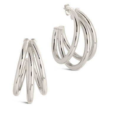 SHINE by Sterling Forever Dawn Triple Layered Hoop Earrings