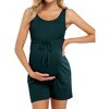Clearlove Maternity Romper Women's Sleeveless High Waist Tank Top Summer Jumpsuit With Belt - 4 of 4