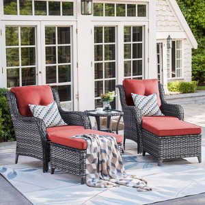 Gymojoy Outdoor Patio Chair Table with Ottoman High Back Club Chair - 1 of 4