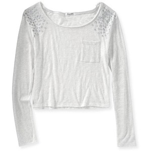 Aeropostale Womens Fabric Trinket Ls Embellished T-Shirt - 1 of 1
