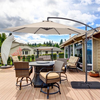 Sonkuki 10 Ft. Patio Offset Umbrella Outdoor Hanging Umbrellas w/Steel Frame