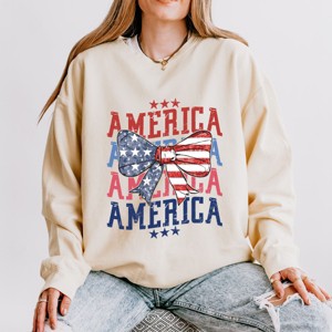 Simply Sage Market America Wave Stacked Coquette Lightweight Garment Dyed Sweatshirt - 1 of 4
