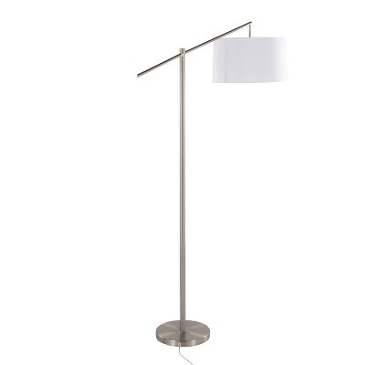 Grandview Gallery 69" Task Floor Lamp with Off-White Linen Shade and Brushed Nickel Body