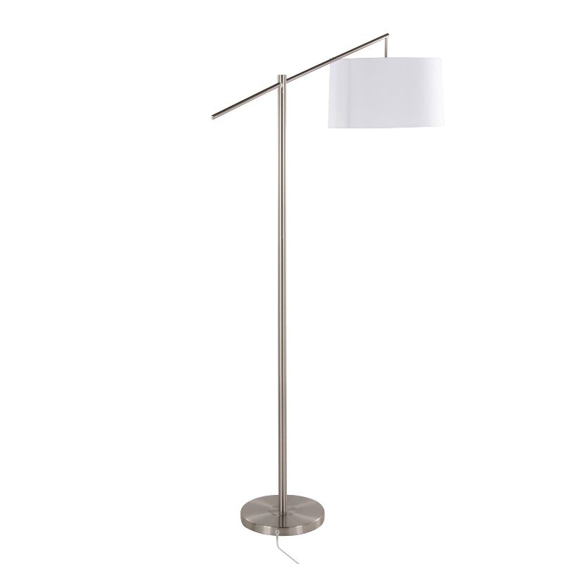 LumiSource Casper 69&#34; Contemporary Metal Floor Lamp in Brushed Nickel with Off-White Linen Shade from Grandview Gallery, 4 of 11