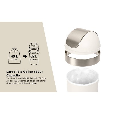 Pewter 16-Gallon Swing Top Kitchen Trash Can
