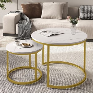23" Nesting Coffee Tables Set of 2, Round Coffee Table for Living Room, Bedroom - 1 of 4