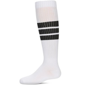 Memoi Girls' Triple Stripe Knee High Socks White-Black 4 - 1 of 3