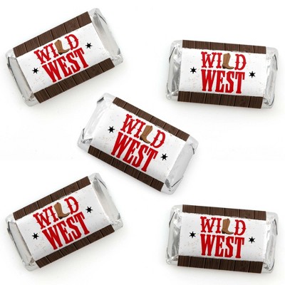 Big Dot of Happiness Western Hoedown - Mini Candy Bar Wrapper Stickers - Wild West Cowboy Party Small Favors - 40 Count