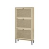 TIRAMISUBEST Rattan Shoe Cabinet - 3-Door Metal Frame, Space-Saving (23"W x 48"H) - 4 of 4