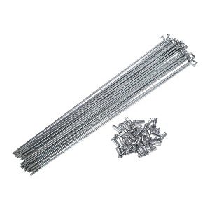 Unique Bargains J Bend Bicycle Steel Cycle Spokes with Nipples 200mm 7.87" Silver Tone 36 Pcs - 1 of 4