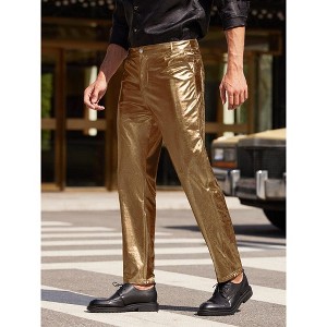 COOFANDY Men's Metallic Shiny Pants Night Club Pants 70s 80s 90s Disco Pant Party Dance Straight Leg - 1 of 4