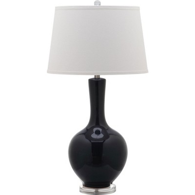 Blanche Navy Ceramic Table Lamp Set with White Cotton Shade