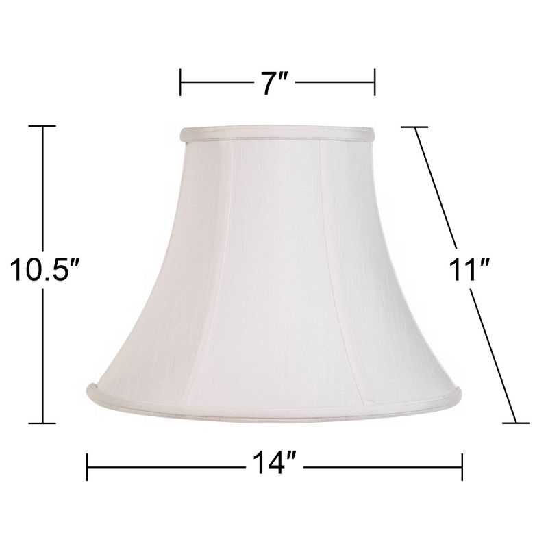 Imperial Shade Set of 2 Bell Lamp Shades White Medium 7" Top x 14" Bottom x 11" Slant Spider with Replacement Harp and Finial Fitting, 5 of 8