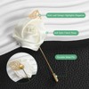 Unique Bargains Wedding Groom Suit Ribbon Rose Flower Lapel Pin with Gold Leaf 1 Pc - 2 of 4