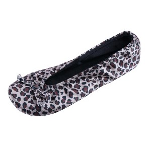 CTM Women's Satin Ballerina Slipper House Shoe - 1 of 4