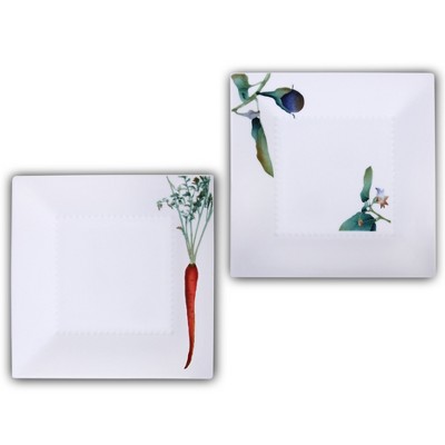 Noritake Kyoka Shunsai Set of 2 Square Plates, 9"