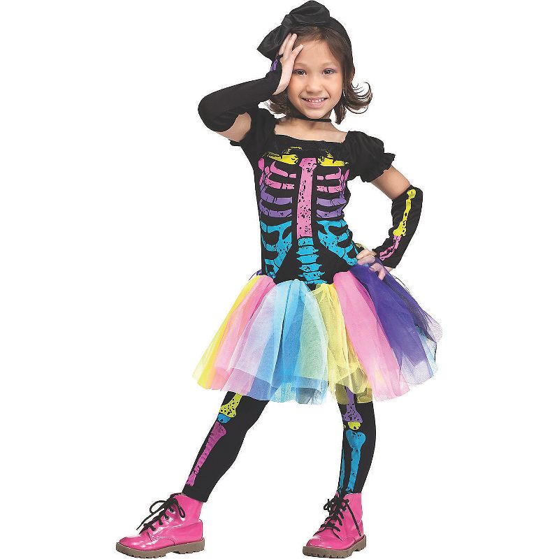 Fun World Toddler Girls' Funky Punk Skeleton Tutu Costume, 1 of 3