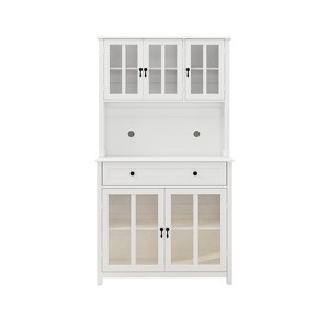 TiramisuBest 77" Farmhouse Freestanding Kitchen Pantry Cabinet - 3 Adjustable, 8 Door & 3 Drawers for Kitchen/Dining (White) - 1 of 4