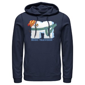 Men's MTV Christmas Snowman Logo Pull Over Hoodie - 1 of 3