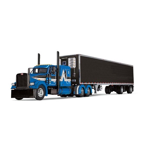 First Gear DCP 1/64 Blue Peterbilt 379 w/ 63'' Flattop Sleeper & Black 53'  Utility Reefer Trailer 60-1730