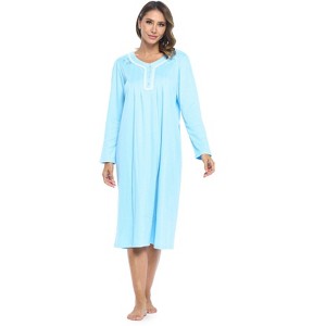 Casual Nights Women's Long Floral & Lace Henley Nightgown - 1 of 4