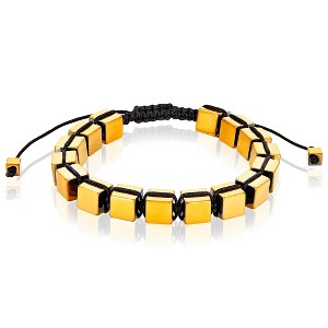 West Coast Jewelry Men's Large Hematite Cube Stone Adjustable Bracelet (8mm) - 1 of 4