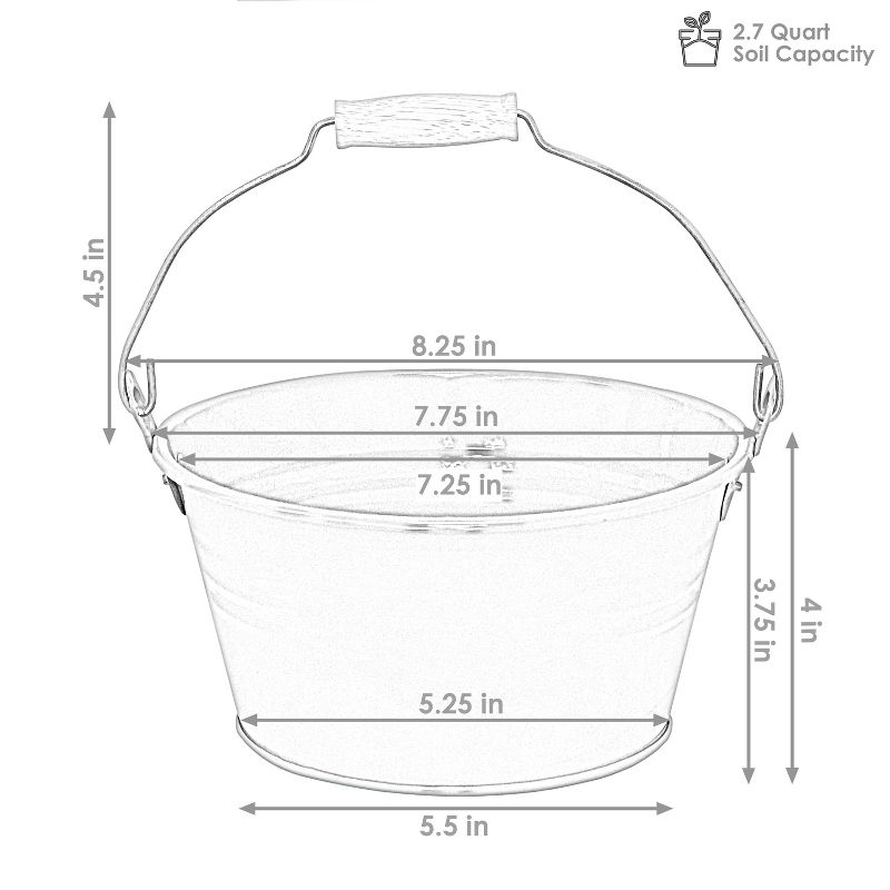 Sunnydaze Indoor Organizational and Decorative Party Galvanized Steel Bucket with Handle - 10pk, 3 of 10