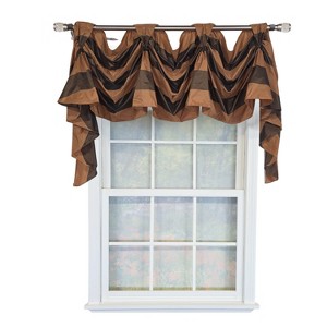 RLF Home 100% PolyesterPascal 3-S Victory Swag Unlined Windows Tab Top Valance 60" x 25"  Brown - 1 of 4
