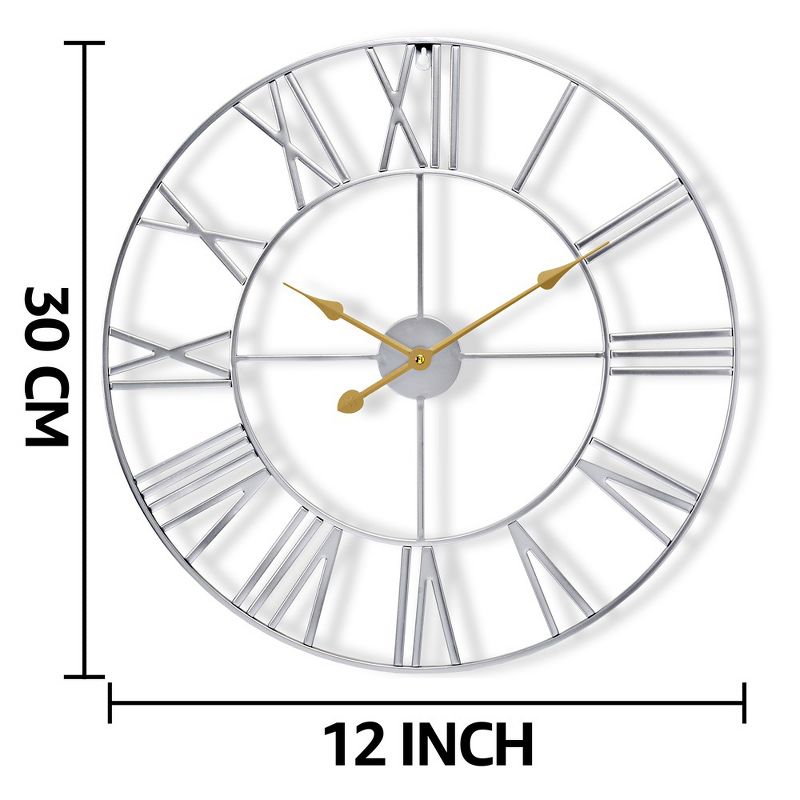 Sorbus Wall Clock for Living Room Decor - Roman Numeral Wall Clock for Kitchen - 12 inch Wall Clock Decorative (Silver), 3 of 7