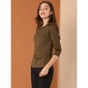 Allegra K Women's Work Office 3/4 Sleeve Boat Neck Houndstooth Printed Blouse - 4 of 4