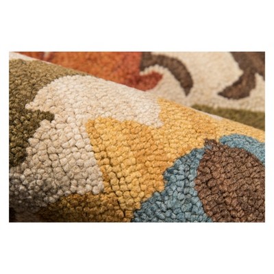 Hand-Tufted Blue and Beige Floral Wool Runner Rug