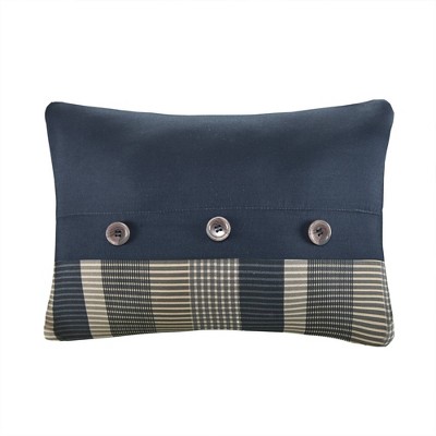 Navy and Taupe Plaid Twin Microfiber Bed in a Bag Set