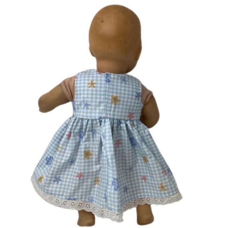 Doll Clothes Superstore Blue Flowers And Checks Doll Dress Fits 15 Inch Baby Dolls, 4 of 5